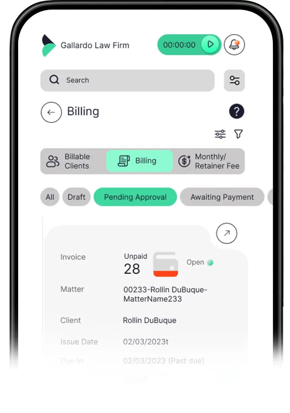 Billing application user interface