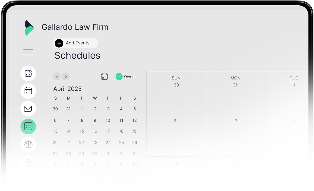 Calendar application user interface