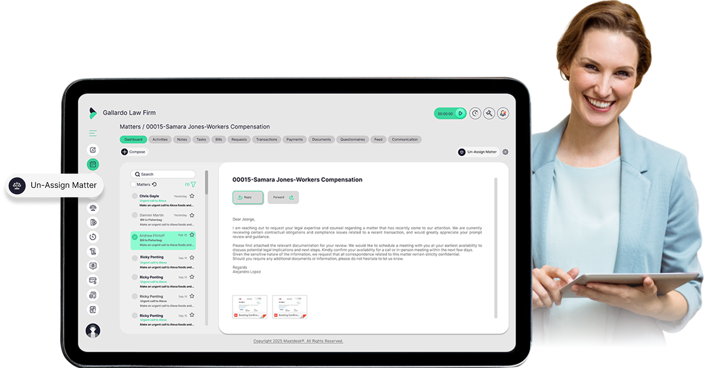 Communication management application user interface