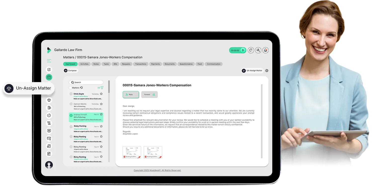 Communication management application user interface