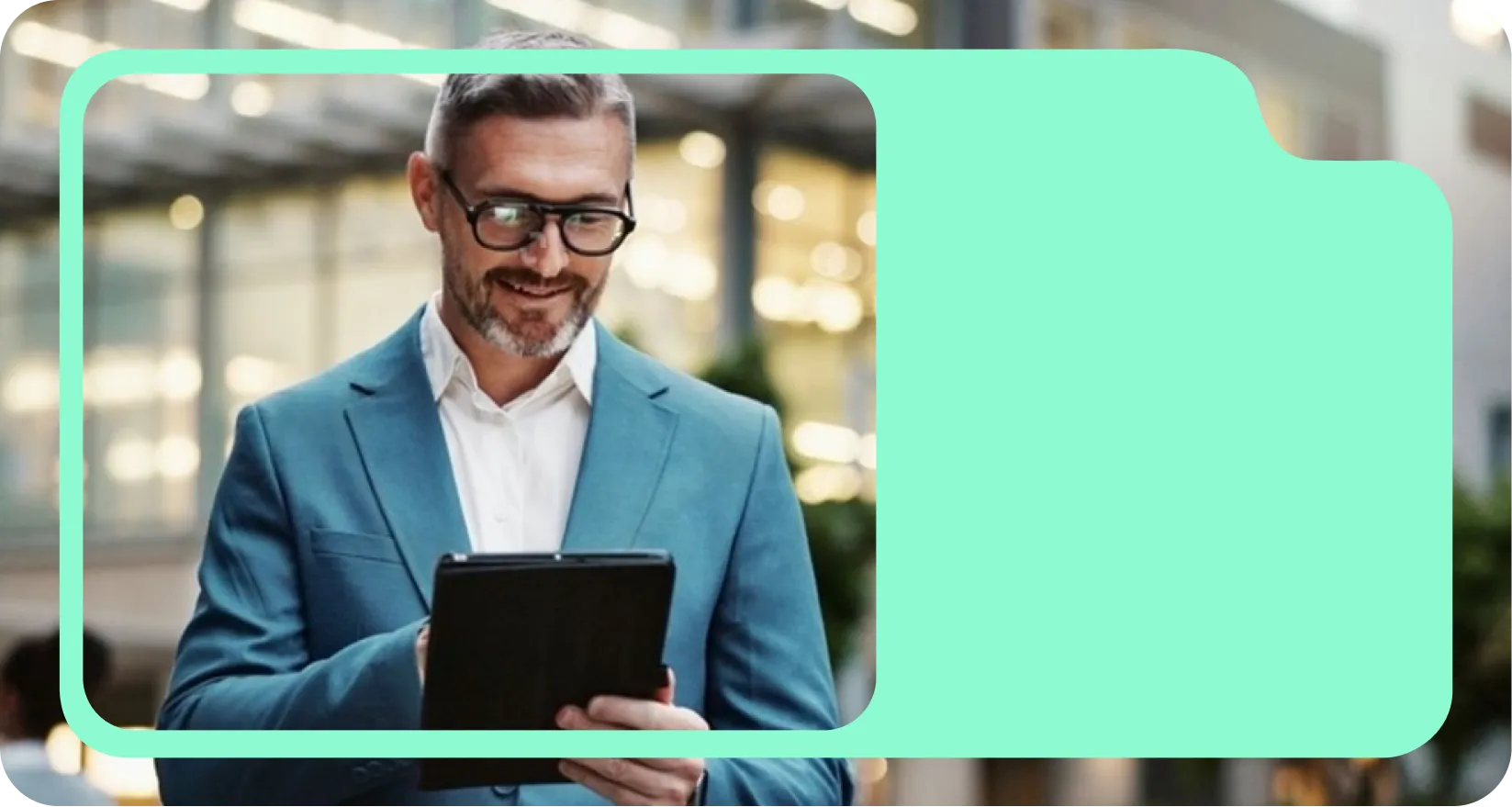 Contact management man with tablet