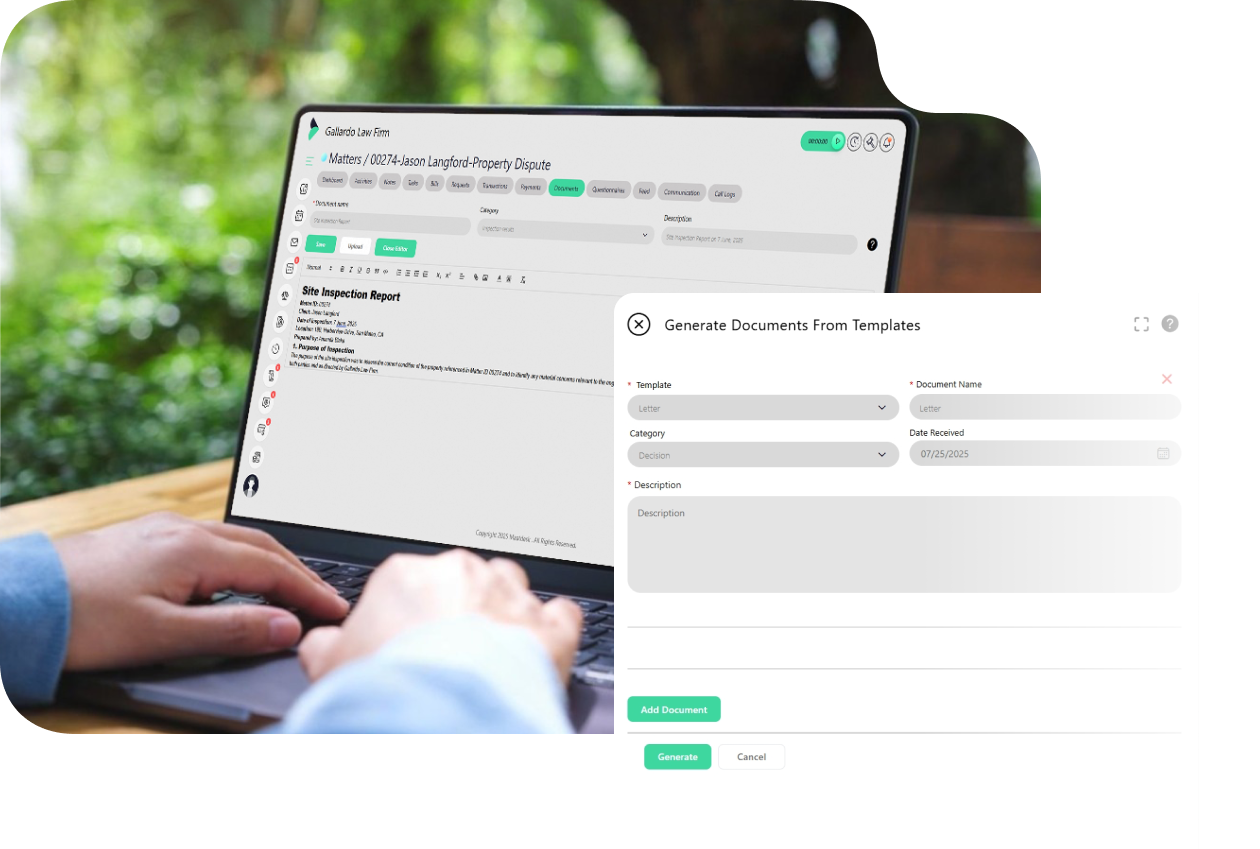 Document management application user interface