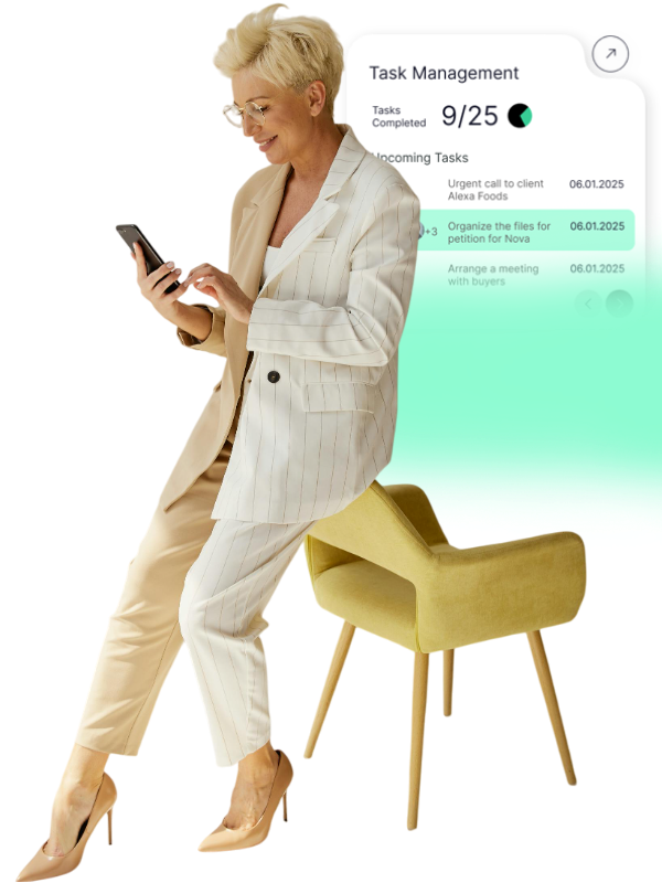 Woman managing tasks on her phone