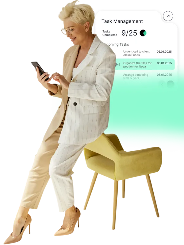 Woman managing tasks on her phone