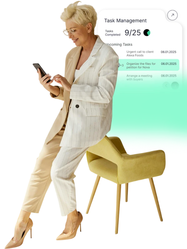 Woman managing tasks on her phone