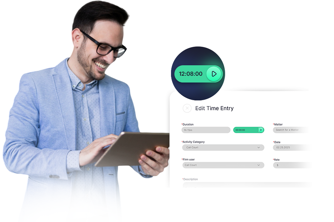 Time tracking application user interface