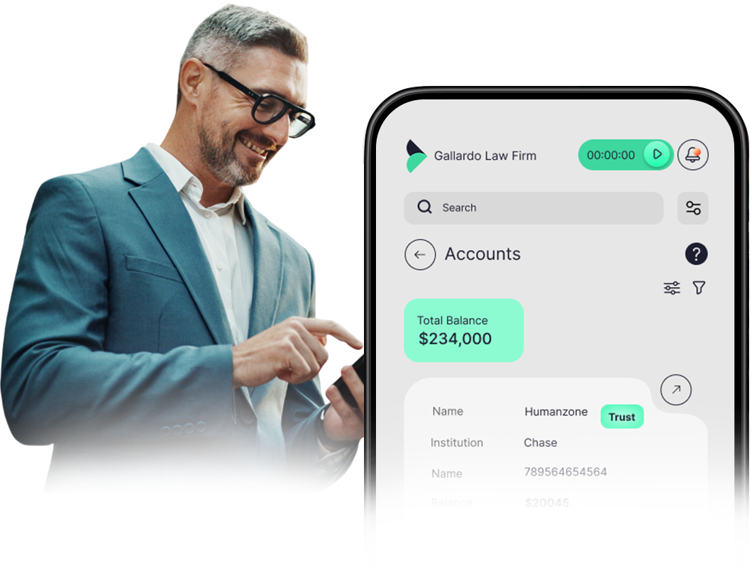 Trust account management application user interface