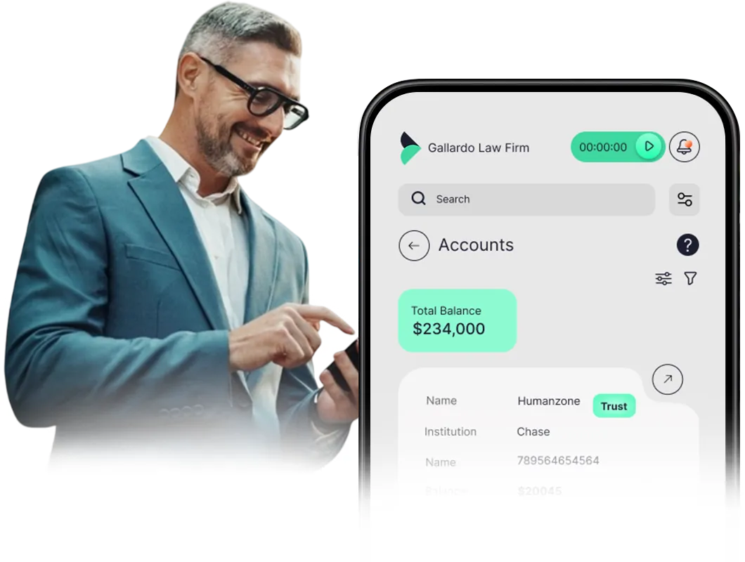 Trust account management application user interface